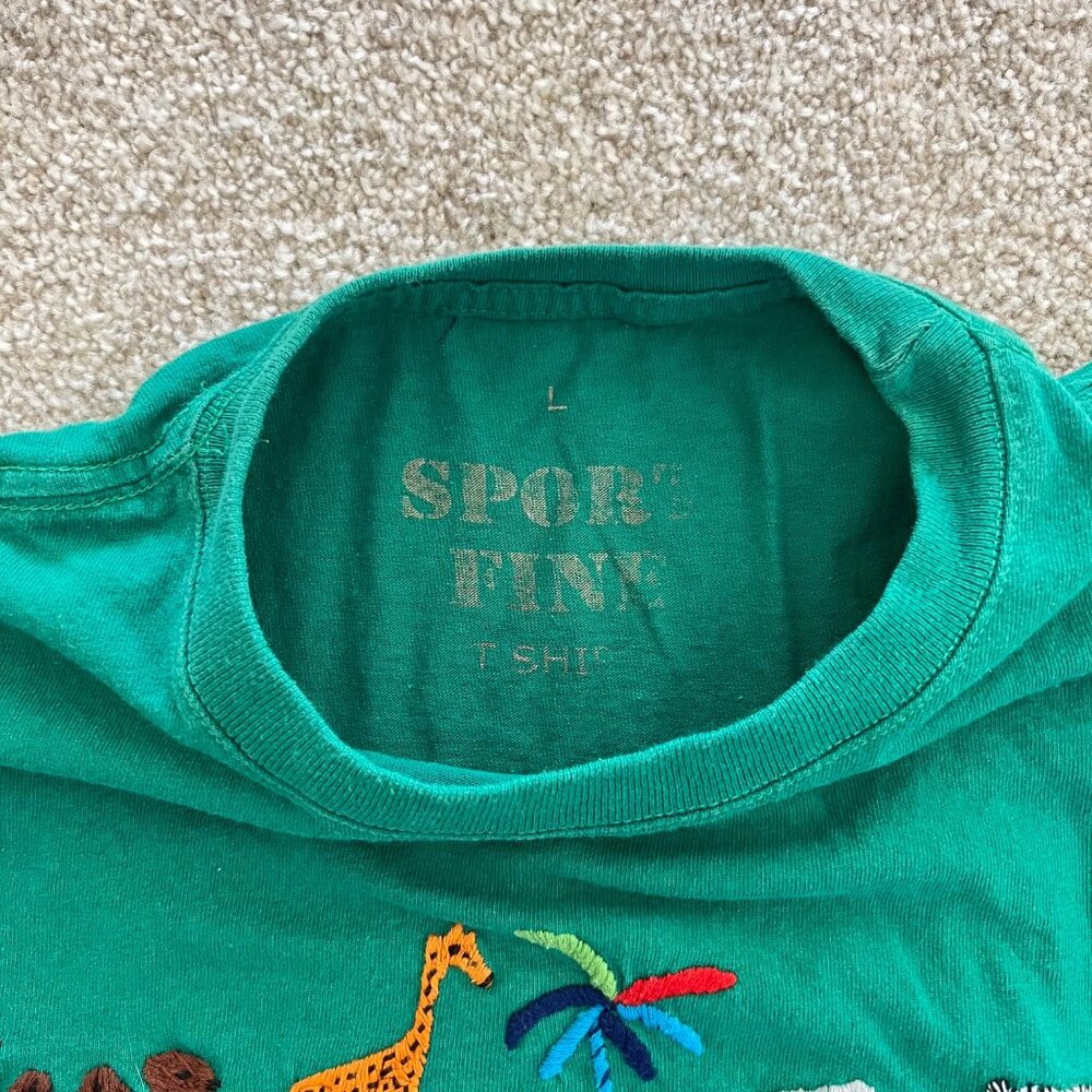 Emerald Green Embroidered Guatemala & Animals Cotton Tshirt Large - Picture 4 of 7